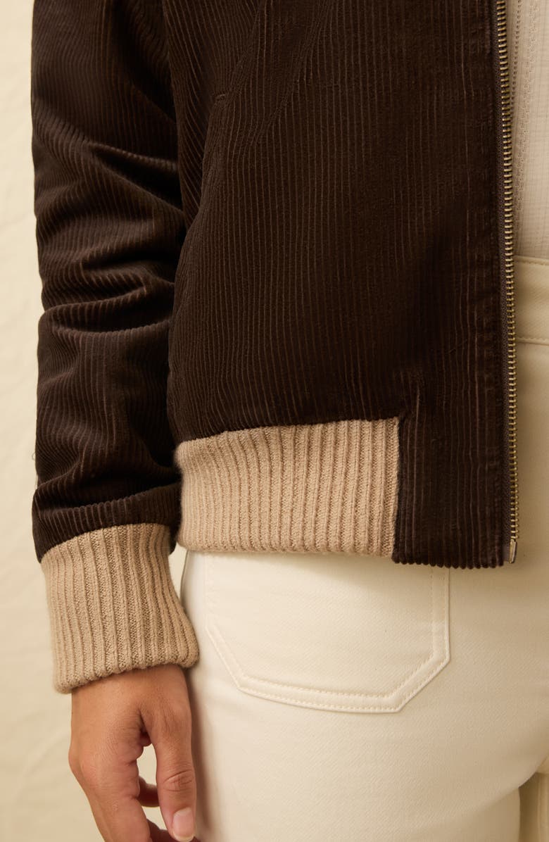 Faherty Heritage Rib Trim Corduroy Bomber Jacket, Alternate, color, Chocolate Brown