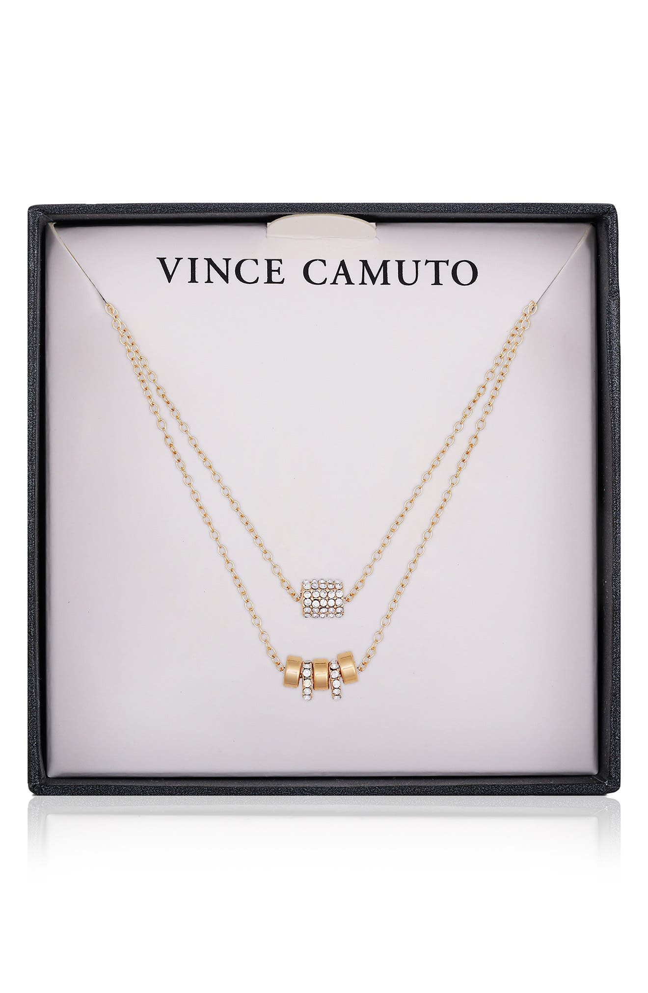 Vince Camuto Set of Two Crystal Bead Chain Necklaces