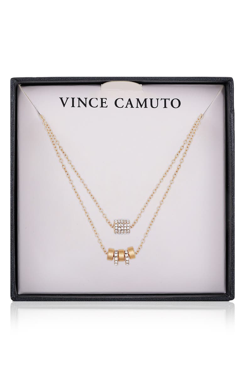 Vince Camuto Set of Two Crystal Bead Chain Necklaces, Main, color, Gold