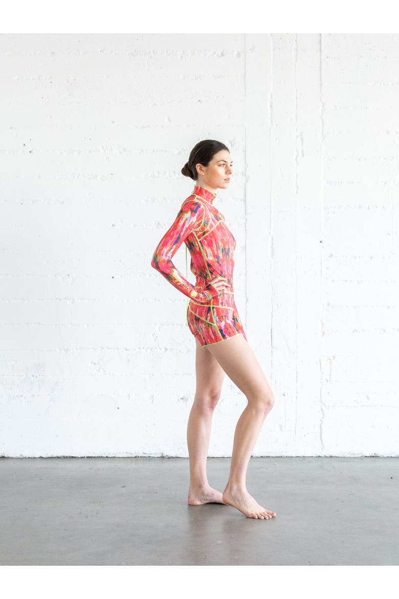 Women's Short One-Piece Swimsuit - UPF 50+, Alternate, color, Vibrant Orange Red