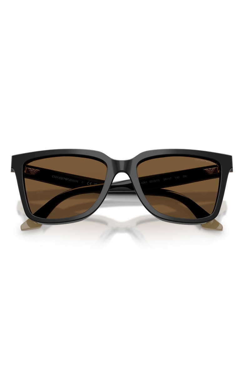 Emporio Armani 55mm Irregular Sunglasses, Alternate, color, Shiny Black/ Beige / Brown