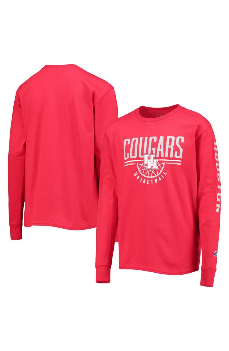 Champion Youth Champion Red Houston Cougars Basketball Long Sleeve T-Shirt, Main, color, Red