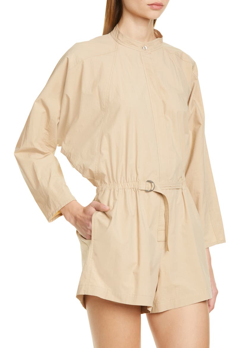 Penelope Long Sleeve Romper, Alternate, color, KHAKI