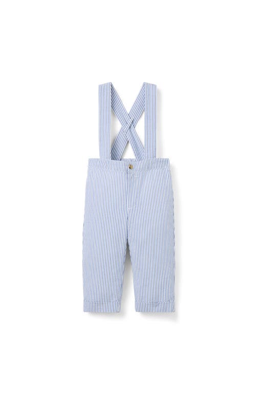 Janie And Jack Striped Seersucker Overall In Blue