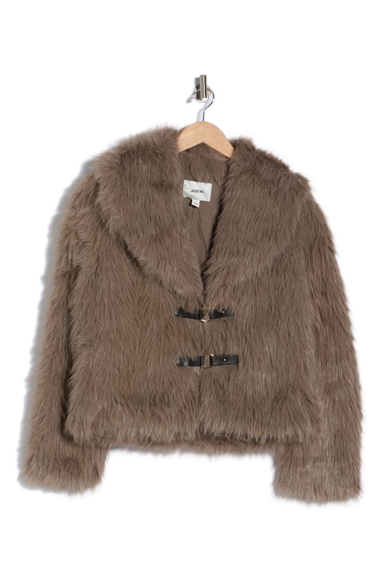 Faux Fur Jacket, Alternate, color, DARK TAUPE