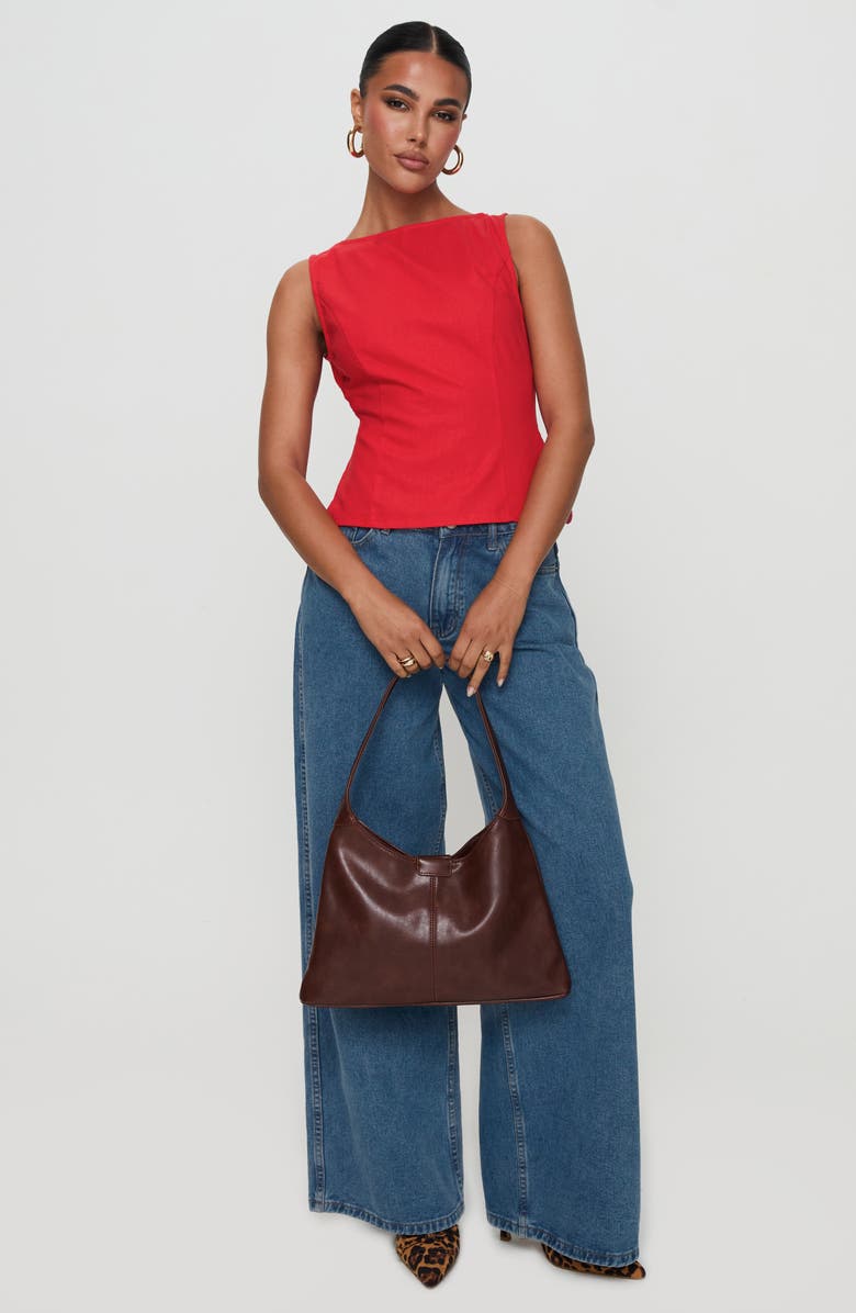 Princess Polly Lilitina Open Back Cotton & Linen Tank, Alternate, color, Red