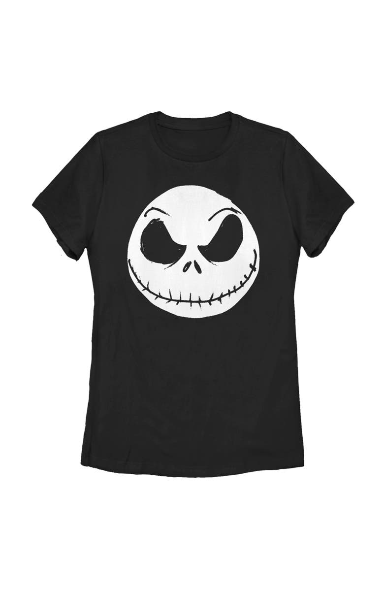 The Nightmare Before Christmas Women's The Nightmare Before Christmas Halloween Jack Skellington Big Face  Graphic T-Shirt, Main, color, Black