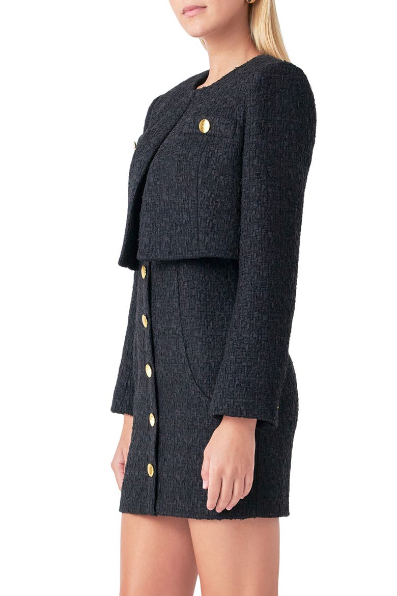 Crop Tweed Jacket, Alternate, color, BLACK