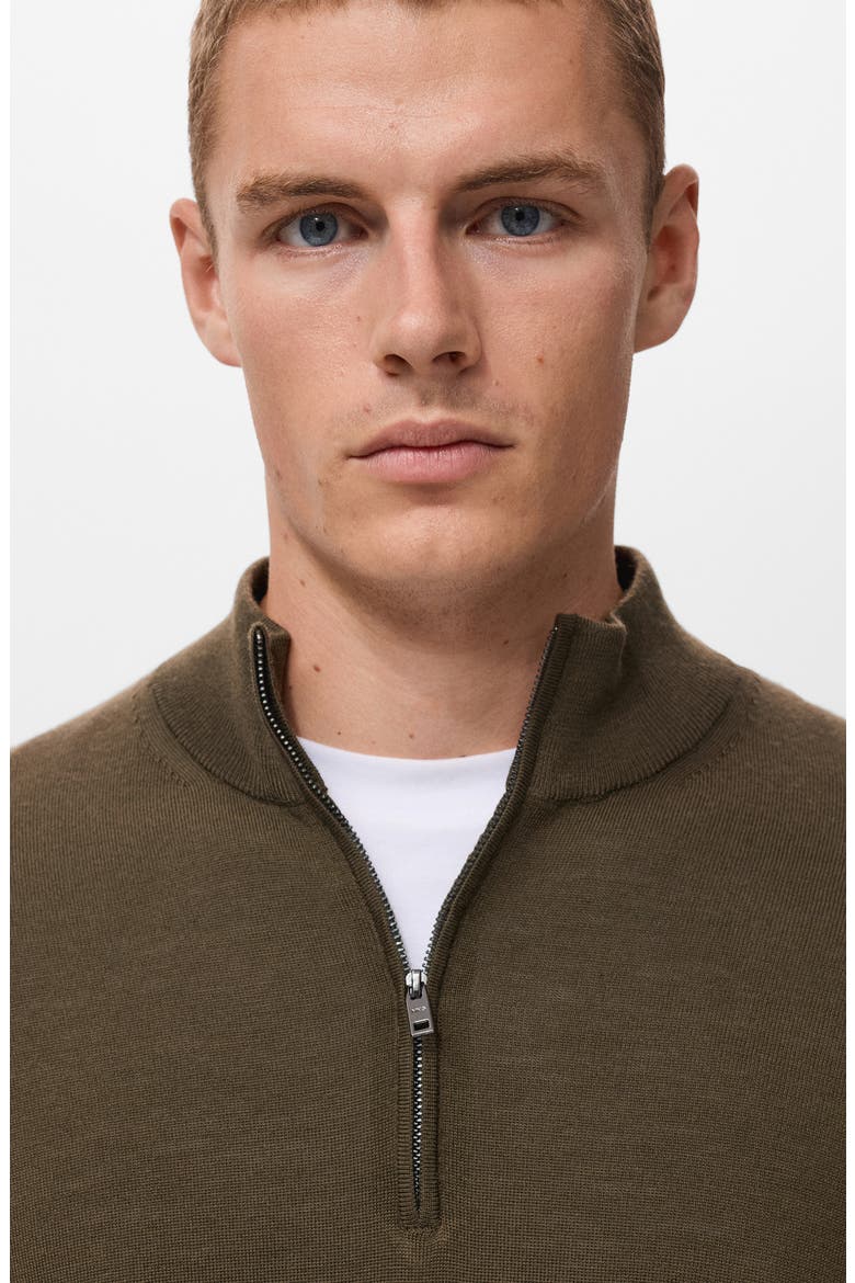 Perkins Wool Quarter Zip Sweater, Alternate, color, OLIVE GREEN
