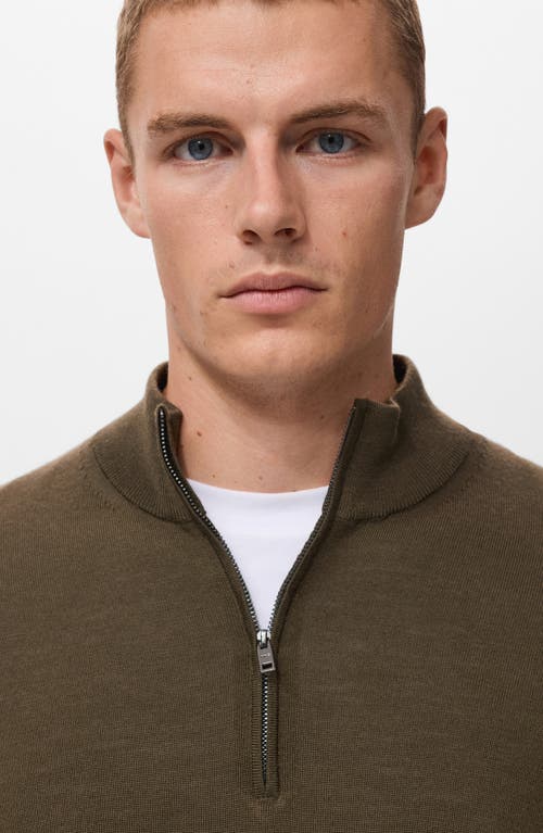 Mango Perkins Wool Quarter Zip Sweater In Green