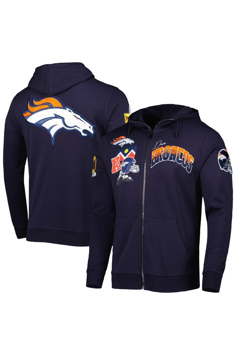 Men's Pro Standard Navy Denver Broncos Hometown Full-Zip Hoodie, Main, color, Navy