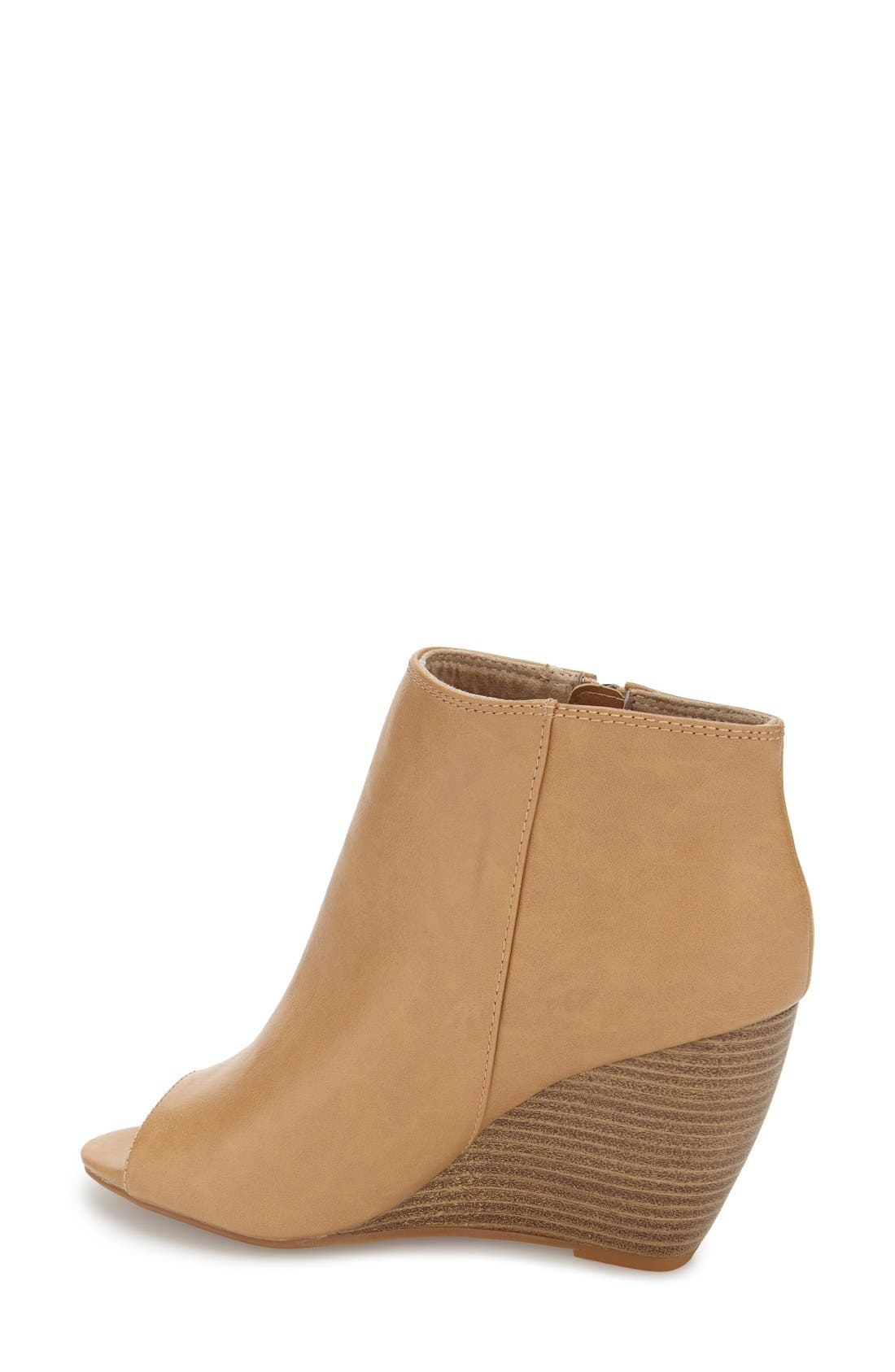 'Rebellion' Peep Toe Wedge Bootie, Alternate, color, TAUPE FAUX LEATHER