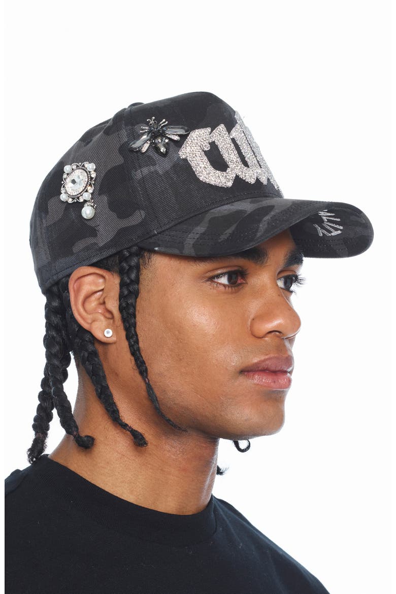 Crystal Logo Camo Trucker Hat, Alternate, color, BLACK CAMO