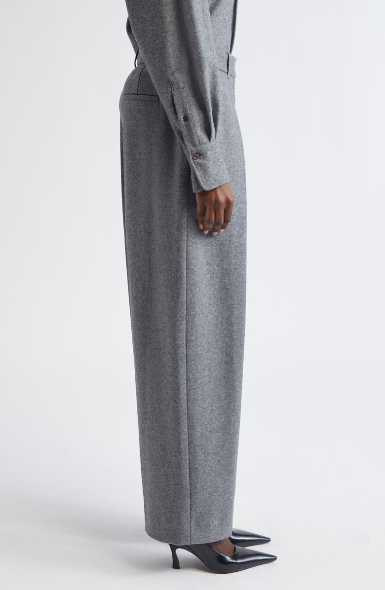 Victoria Beckham Pleated Wide Leg Wool & Cashmere Trousers, Alternate, color, Mid Grey Melange
