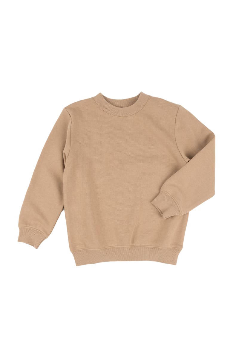 Leveret Kids Pullover Sweatshirt, Long Sleeve, Solid Colors, Alternate, color, Beige