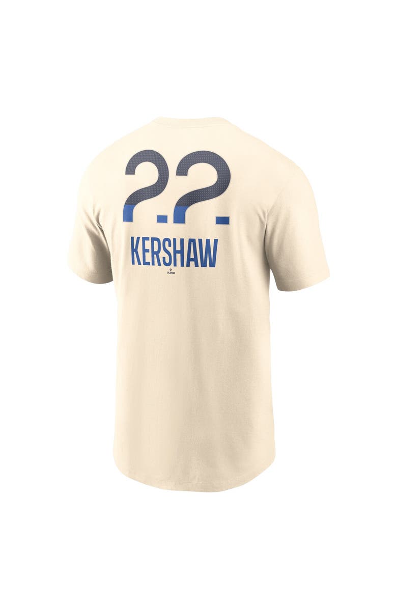 Nike Men's Nike Clayton Kershaw Cream Los Angeles Dodgers 2024 City Connect Fuse Name & Number T-Shirt, Alternate, color, Cream