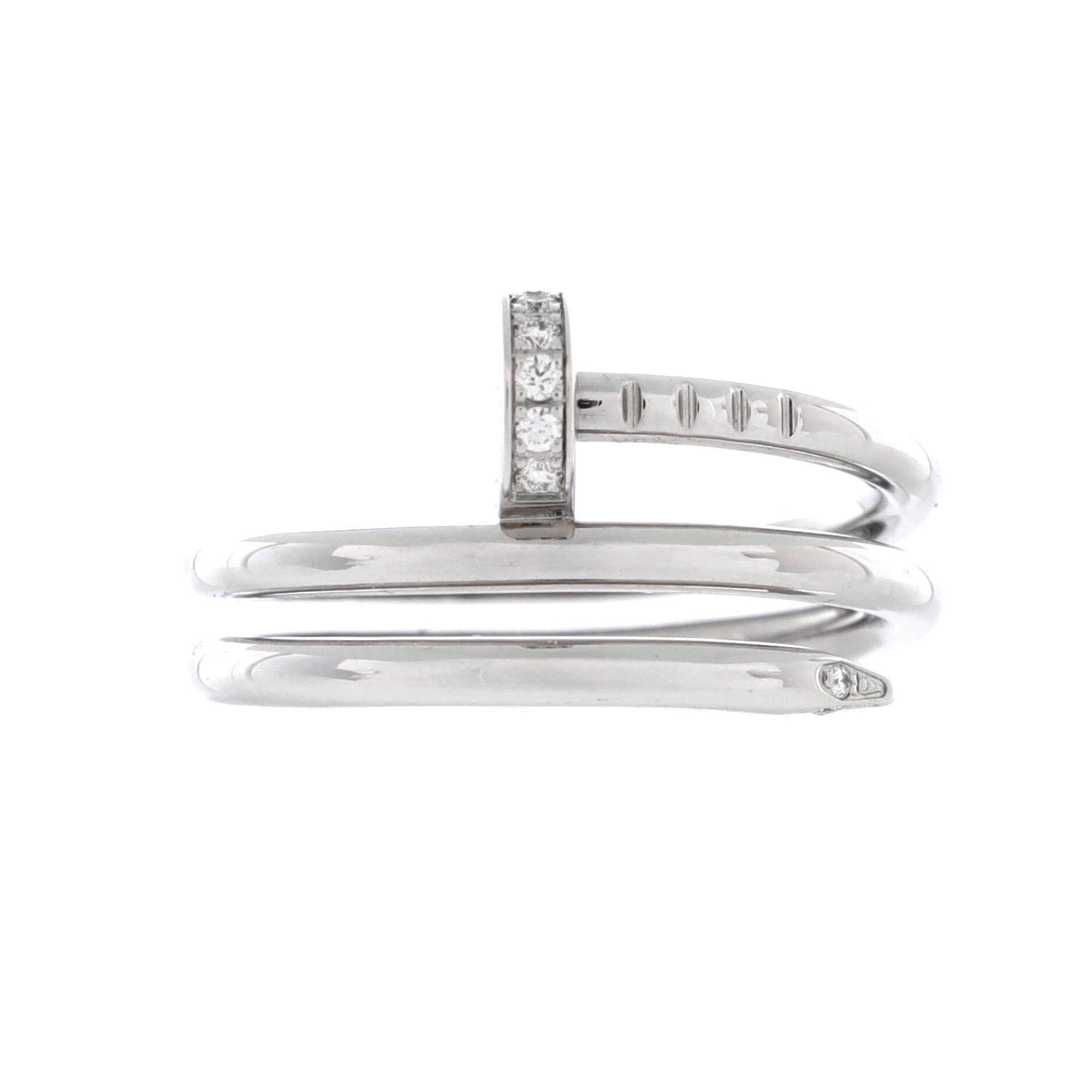 Juste un Clou Double Ring 18K White Gold and Diamonds Small, Main, color, Metallic Gold