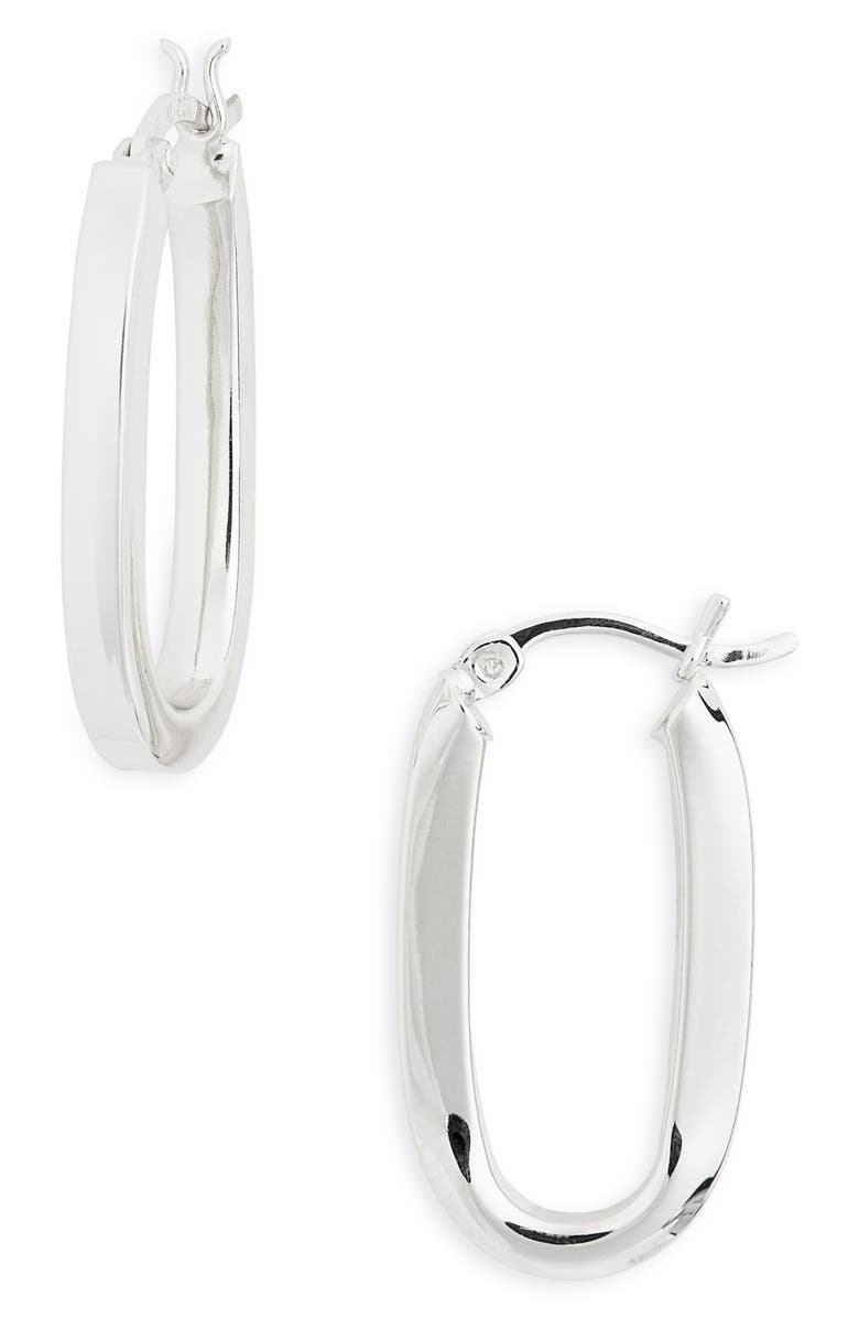 AVIVO Tube Oval Hoop Earrings, Main, color, Silver