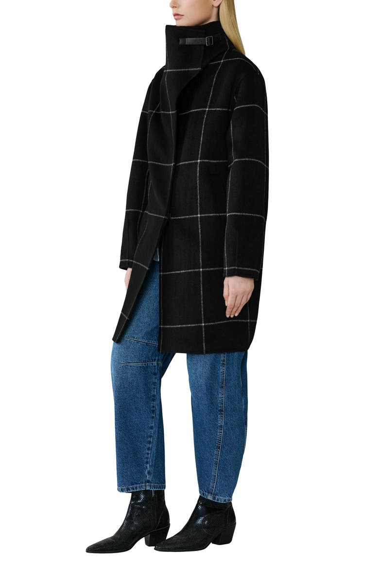 Jackie Wool Blend Longline Coat, Alternate, color, BLACK-POWDER
