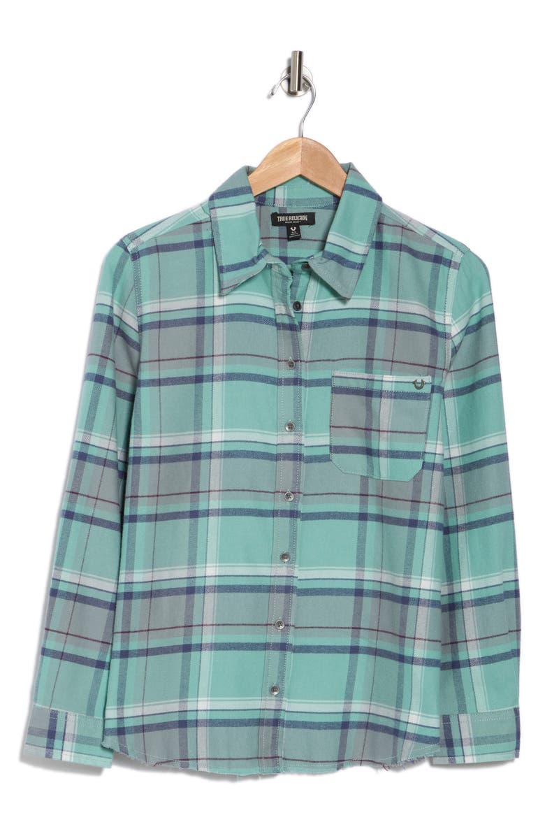 True Religion Boyfriend Plaid Cotton Button-Up Shirt, Alternate, color, 