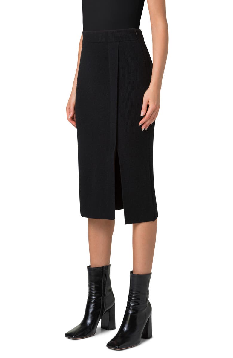 Akris Faux Wrap Stretch Cashmere Sweater Skirt, Alternate, color, 