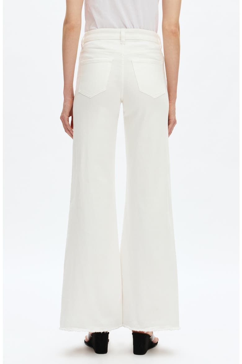 Frayed Exposed Button Mid Rise Wide Leg Jeans, Alternate, color, WHITE