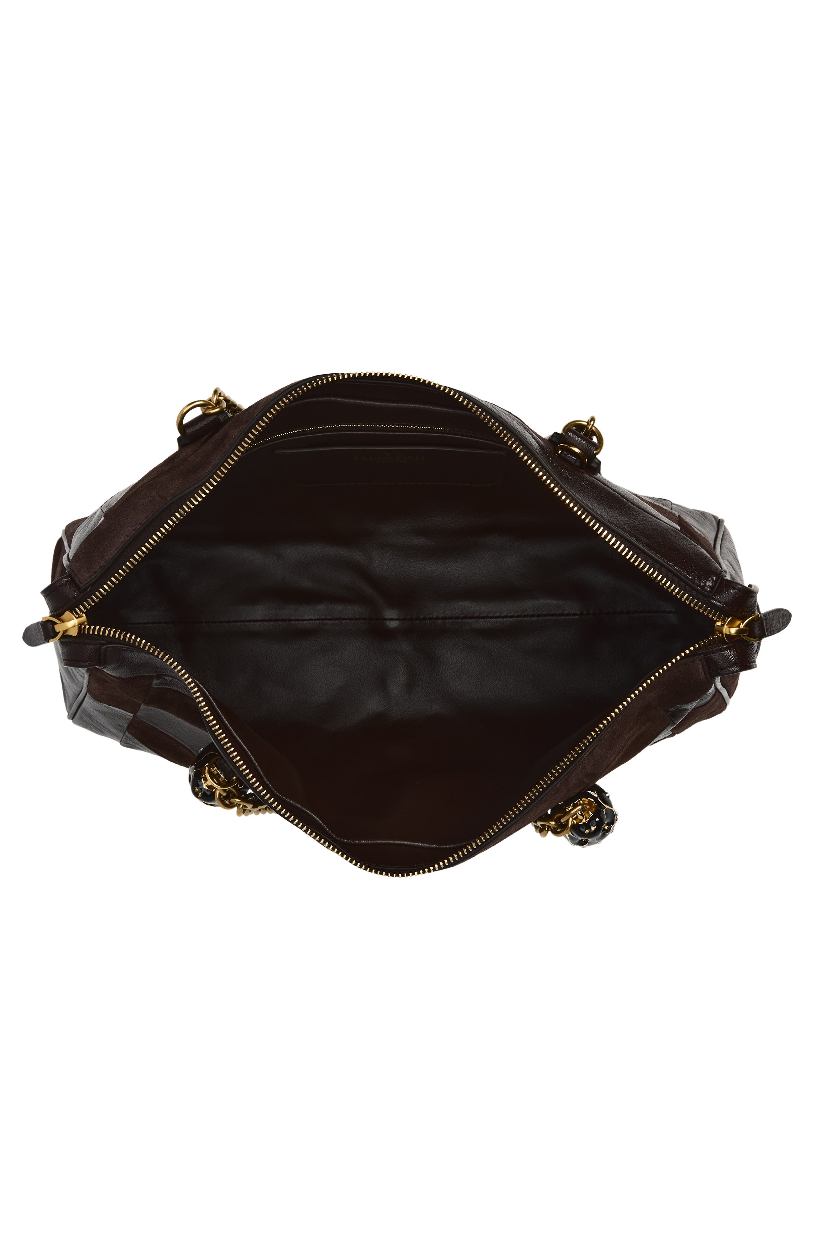 Medium Panthea Leather & Suede Shoulder Bag, Alternate, color, BROWN