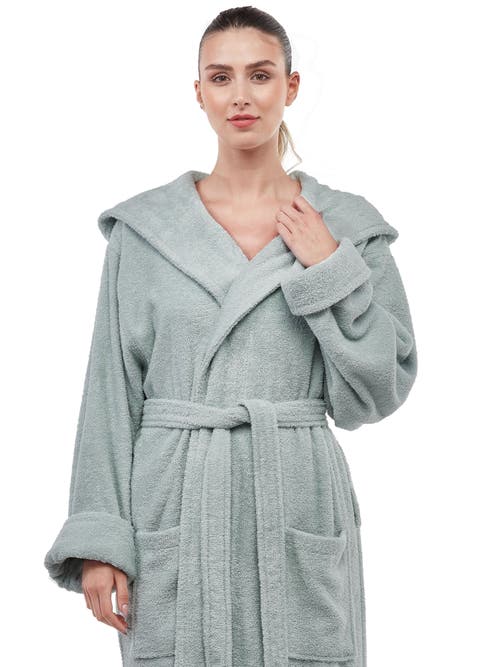 Arus Womens Gots Certified Oganic Cotton Long Hooded Robe In Blue