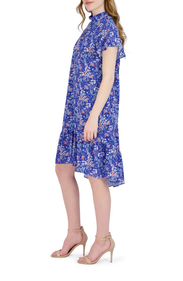 Julia Jordan Flutter Sleeve Printed Ruffle Hem Dress, Alternate, color, 