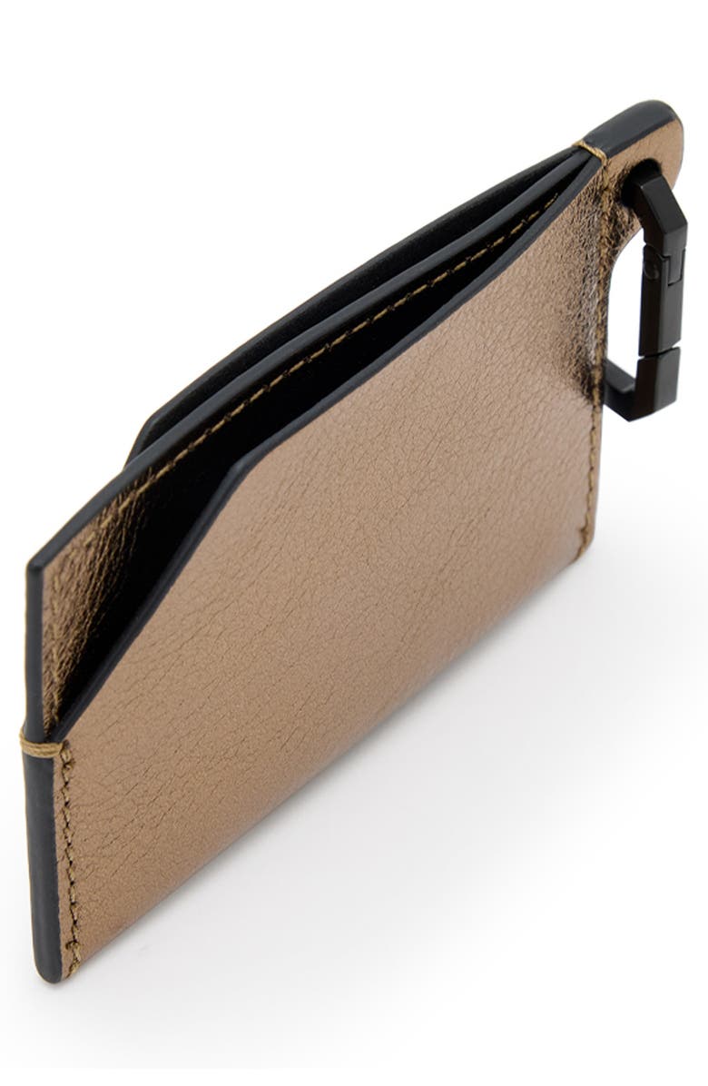 AllSaints Hex Metallic Leather Cardholder, Alternate, color, Warm Brass