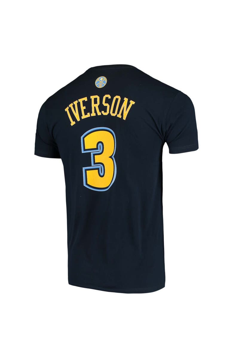 Mitchell & Ness Men's Mitchell & Ness Allen Iverson Navy Denver Nuggets Hardwood Classics Stitch Name & Number T-Shirt, Alternate, color, 