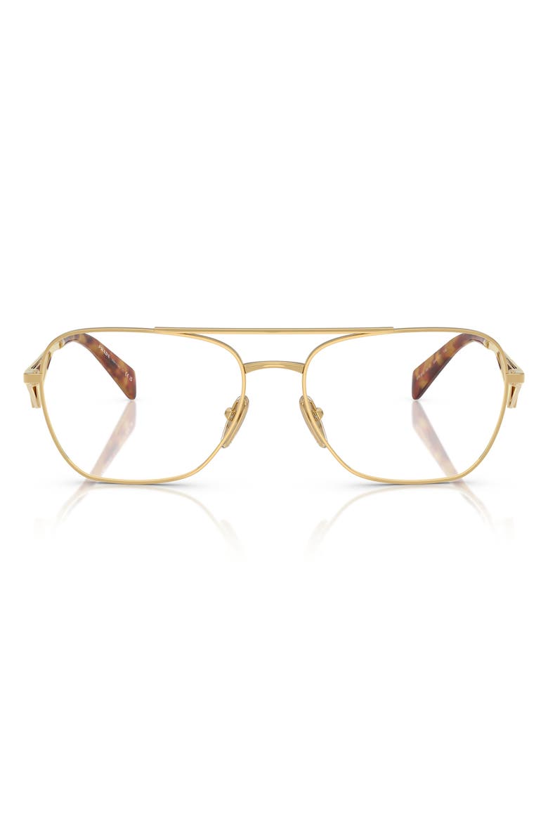 Prada 57mm Pilot Optical Glasses, Main, color, Gold