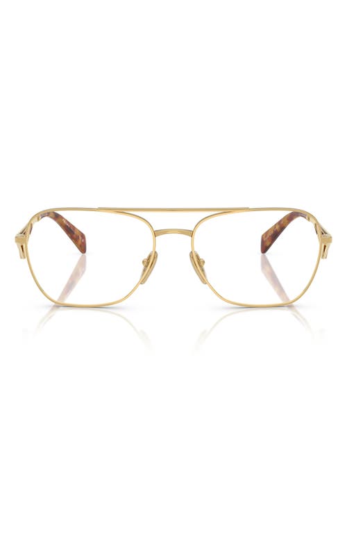 Prada 57mm Pilot Optical Glasses In Gold