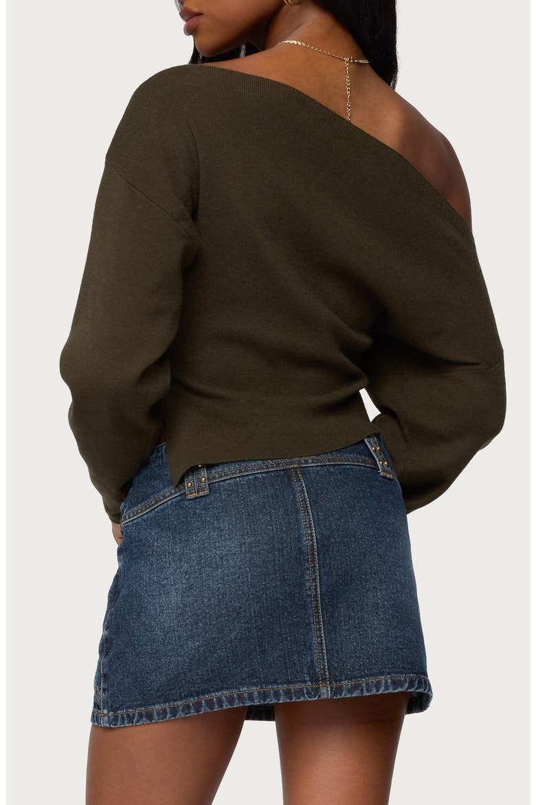 Chenelle Asymmetric Off the Shoulder Sweater, Alternate, color, OLIVE