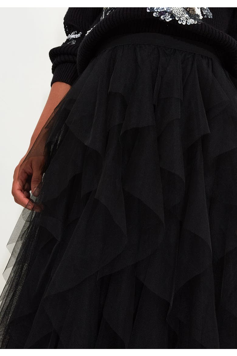Tulle Midi Skirt, Alternate, color, BLACK