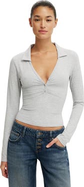 Cotton On Women's Henley Long Sleeve Polo