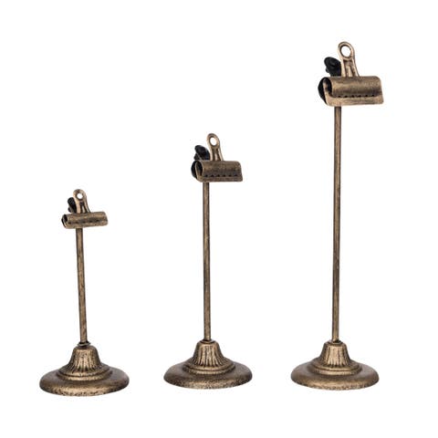Iron Rustic Clip Stands Set of 3 Decorative Metal Sculptures for Unique Indoor Tabletop Decor and Gifts