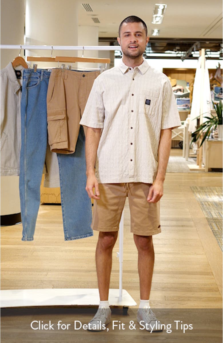 Premium Surf Check Short Sleeve Cotton Seersucker Button-Up Shirt, sales video thumbnail