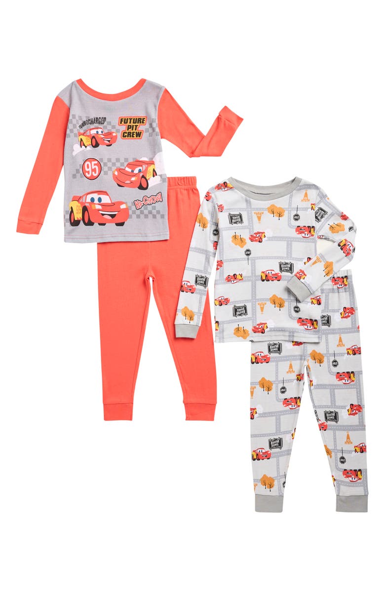 AME Disney<sup>®</sup> Pixar<sup>®</sup> Cars Assorted 2-Pack Print Fitted Two-Piece Pajamas, Main, color, Red