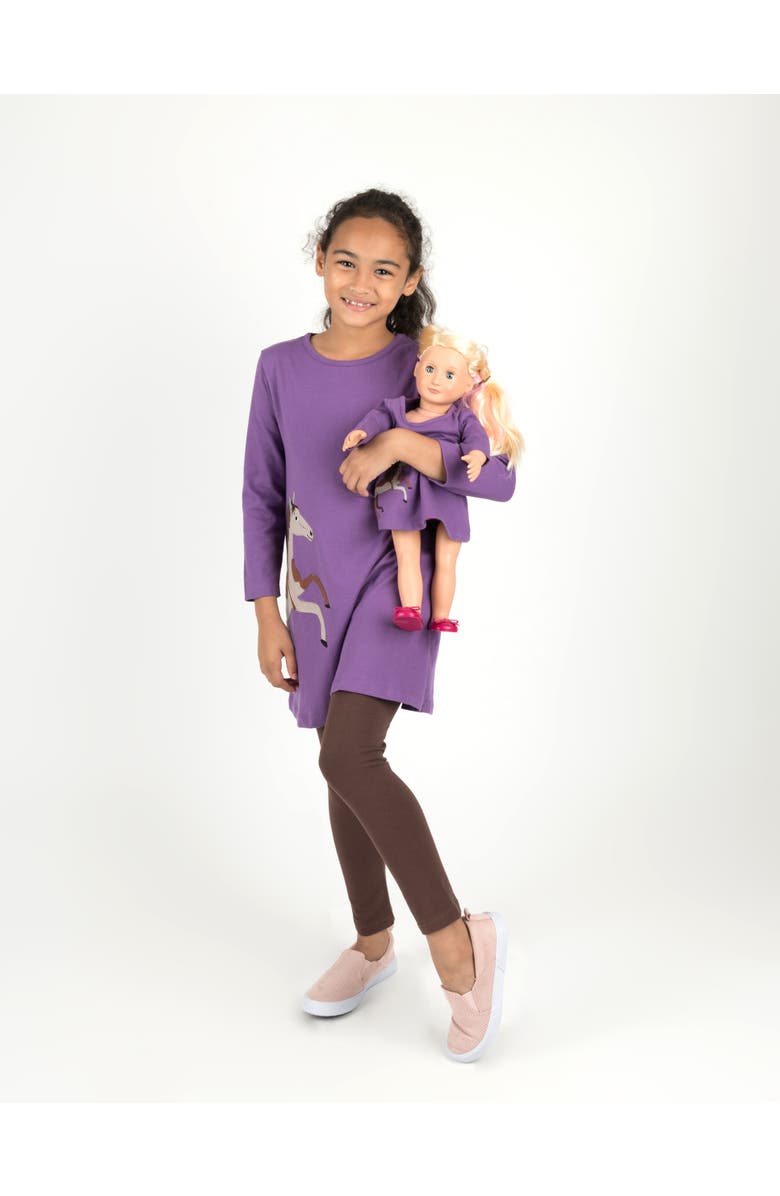 Leveret Girls Cotton Dress with Matching Doll Dress, Printed Design, Main, color, Horse