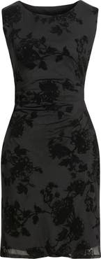 Connected Apparel Flocked Faux Wrap Dress