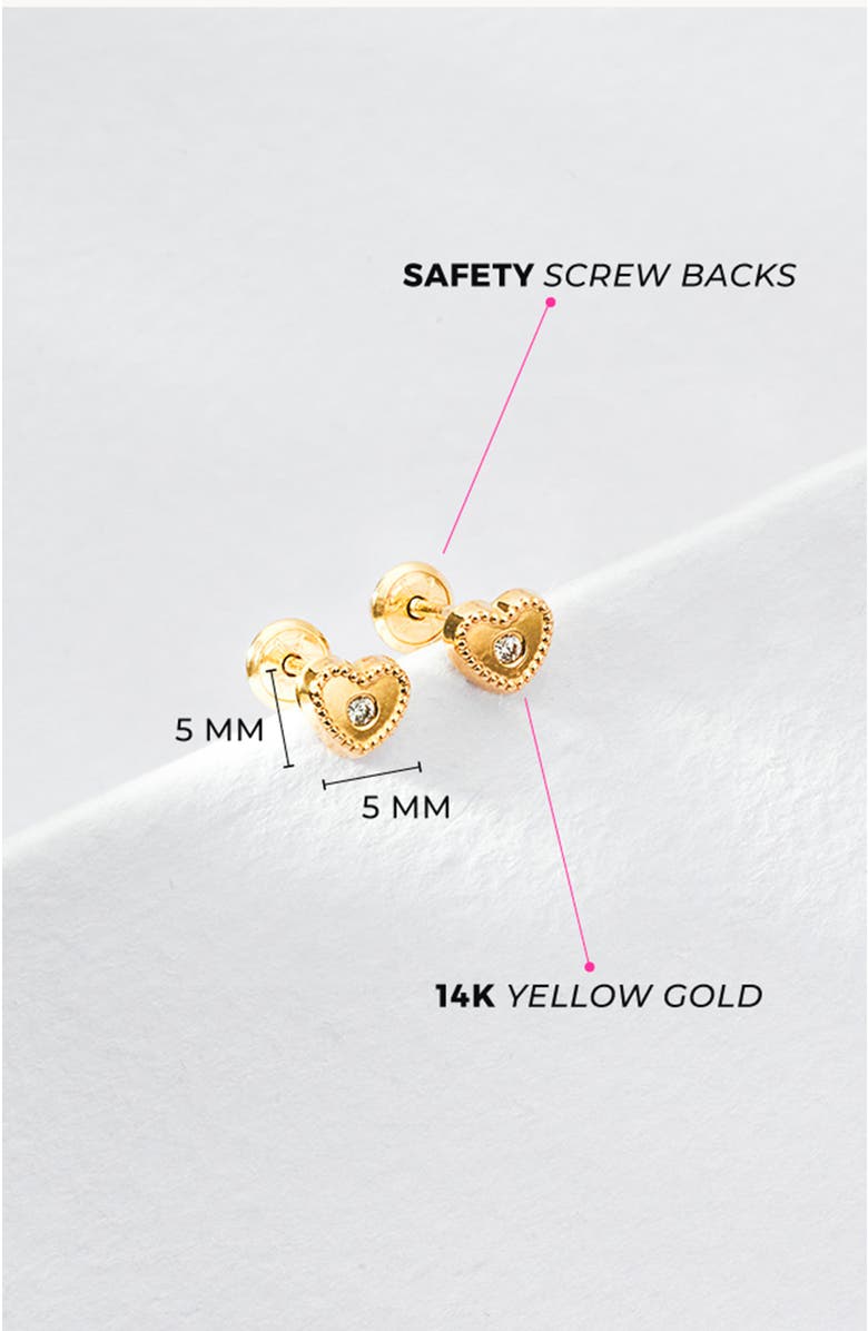 In Season Jewelry 14k Centered Bezel Heart Earrings, Alternate, color, Gold