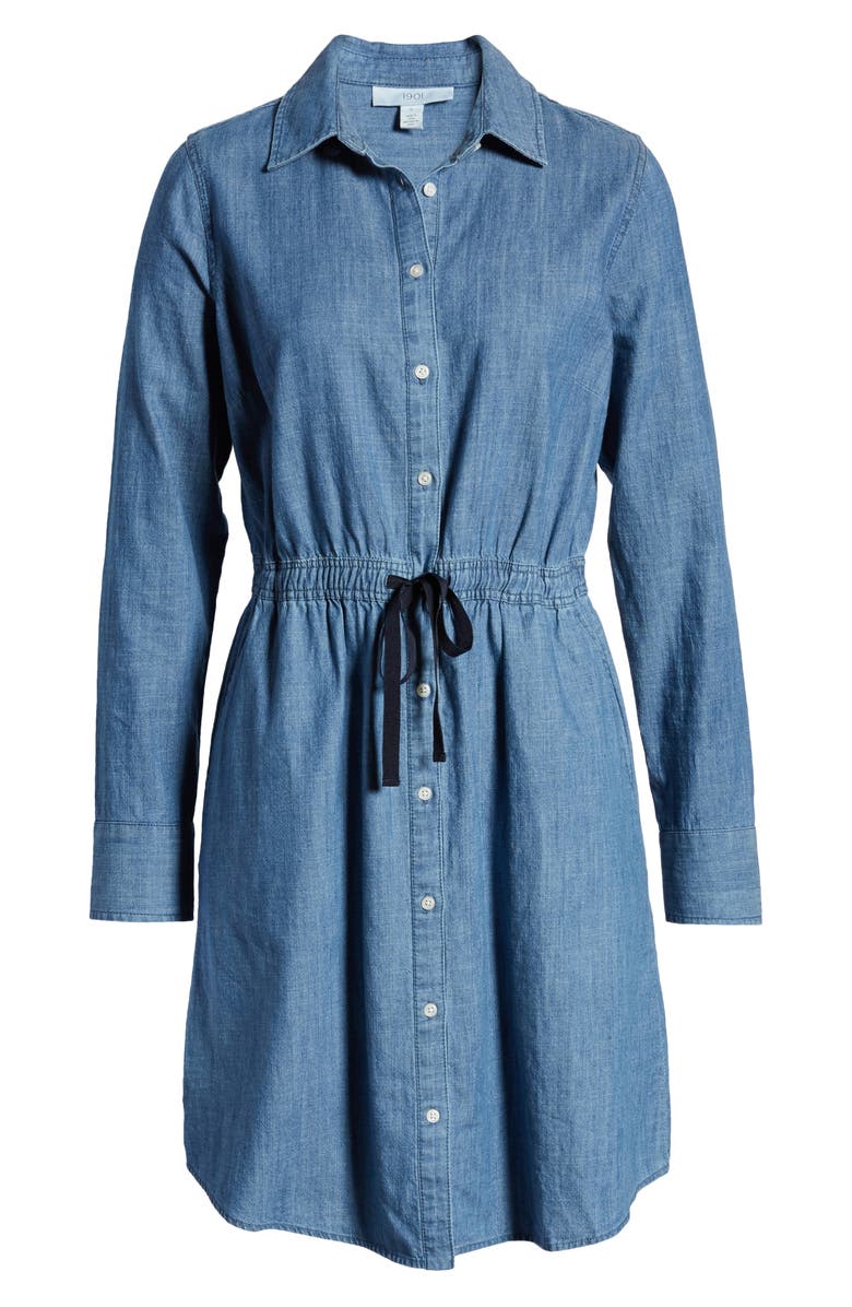 1901 Long Sleeve Chambray Shirtdress, Alternate, color,