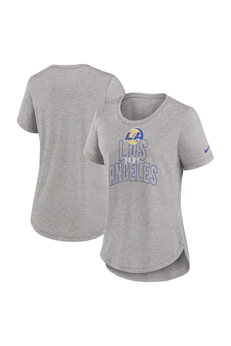 Women's Nike Heather Gray Los Angeles Rams Fashion Tri-Blend T-Shirt, Main, color, Heather Gray