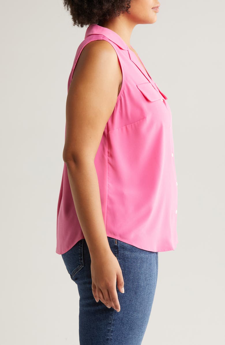 Court & Rowe Collared Button Front Sleeveless Shirt, Alternate, color, Vineyard Pink