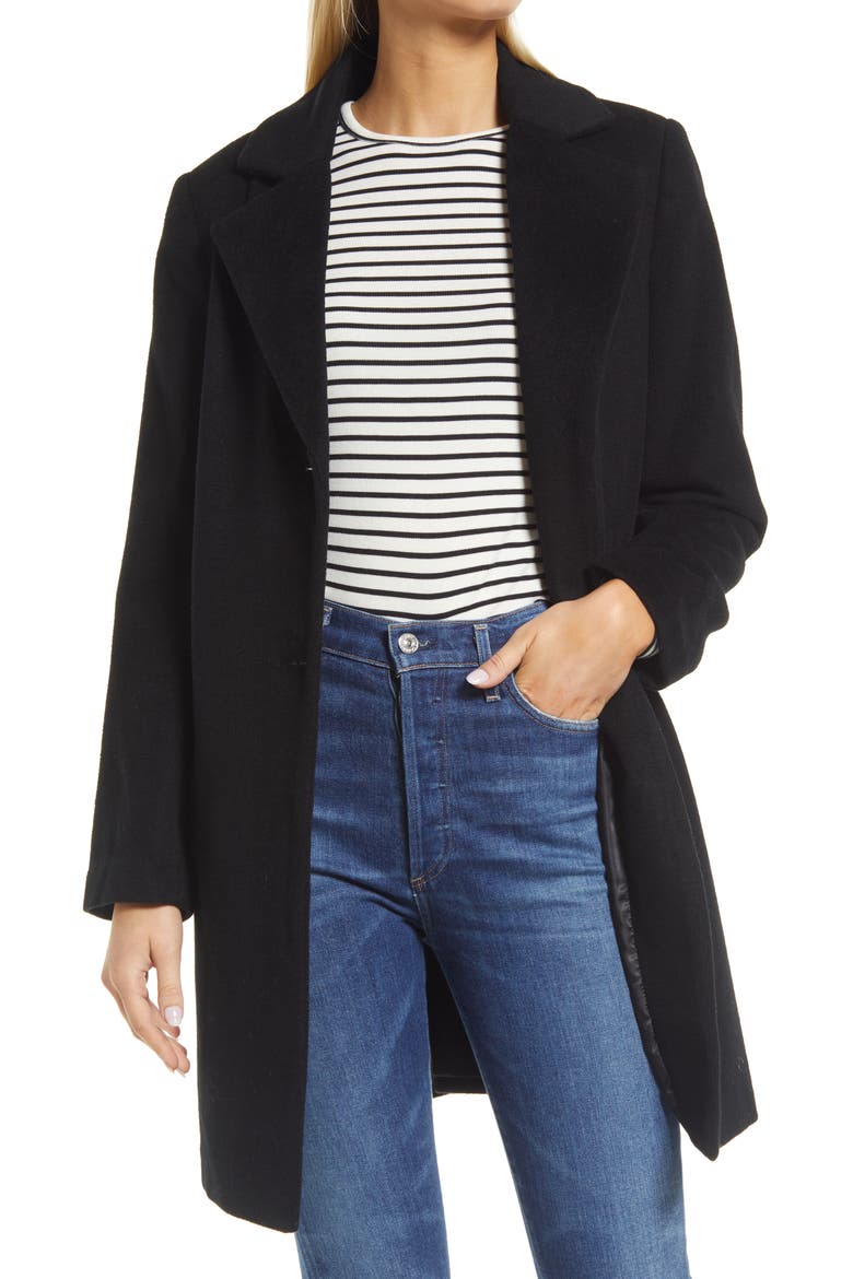 Notch Collar Coat, Alternate, color, BLACK