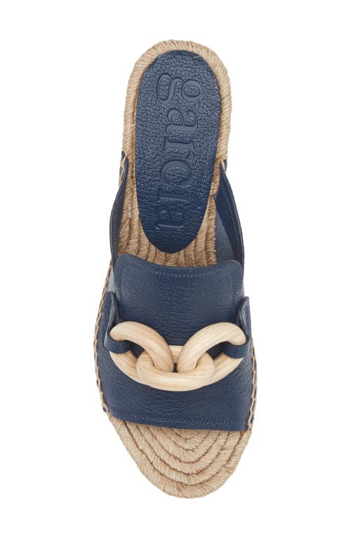 Shop Pedro Garcia Oliveta Wedge Sandal In Navy Petit Grain