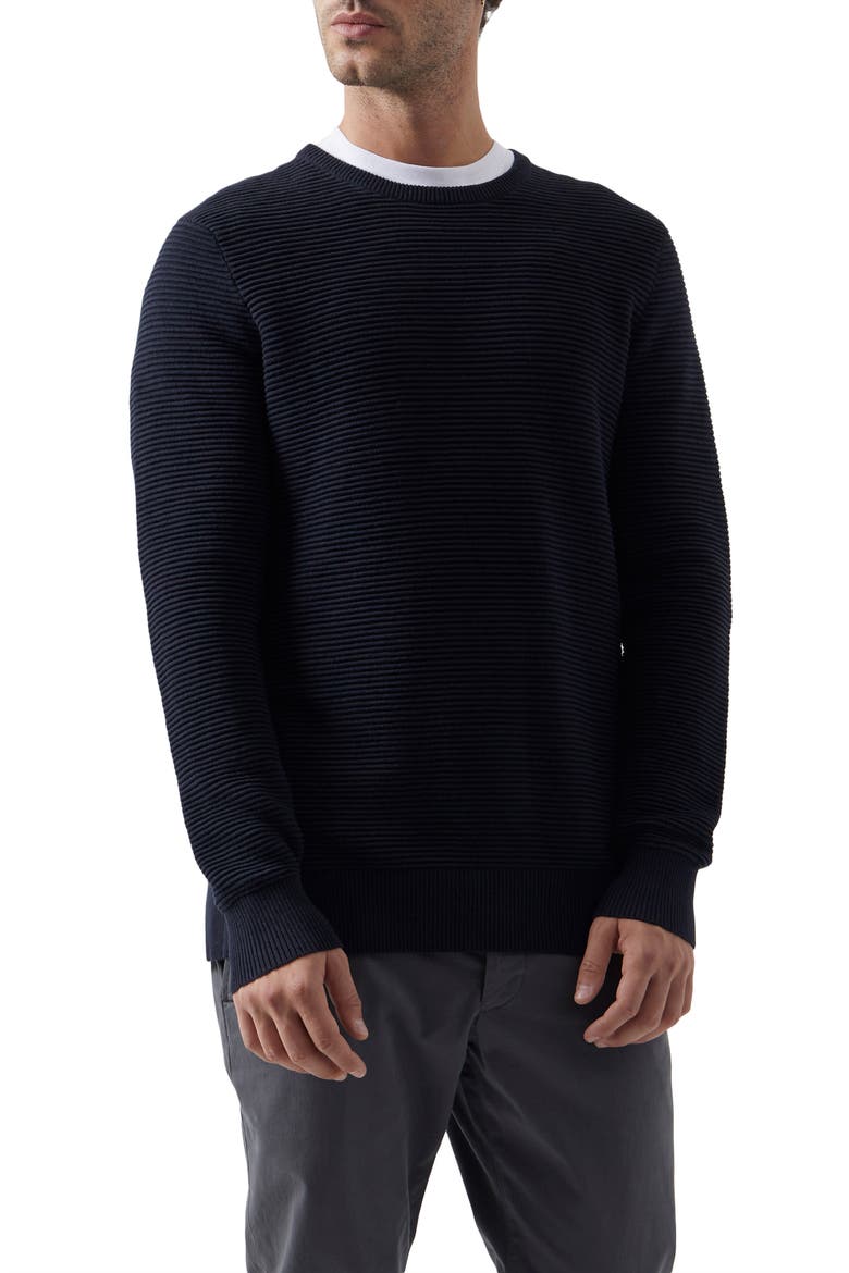 Ottoman Cotton Crewneck Sweater, Main, color, DARK NAVY