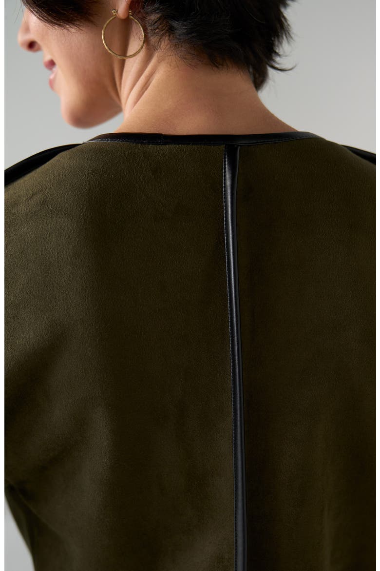 Relaxed Open Front Faux Suede Jacket, Alternate, color, DARK OLIVE