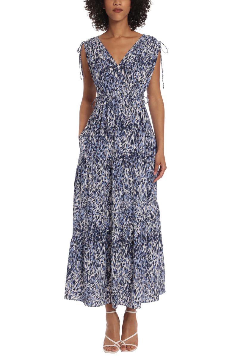 Maggy London Abstract Swirl Print Tie Sleeve Dress, Main, color,